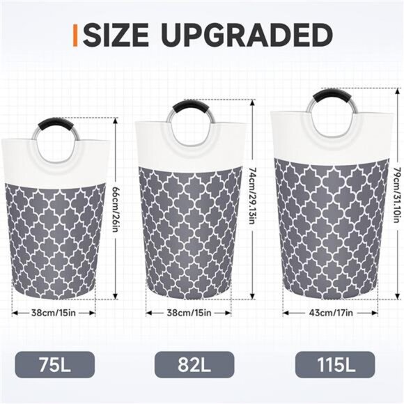 Large Laundry Basket Laundry Hamper Bag Washing Bin Clothes Bag Collapsible - Picture 6 of 7